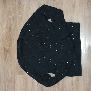 (XL) BLACKTAPE_ Embellished Knit Sweater Cozy Goth Moto Crochet Baggy Loose Fit